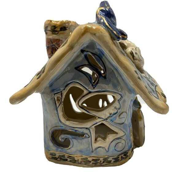 Vintage Blue Sky 2001 Heather Goldmine ‘Peace’ Cottage Tea-light Candleholder - Picture 4 of 12